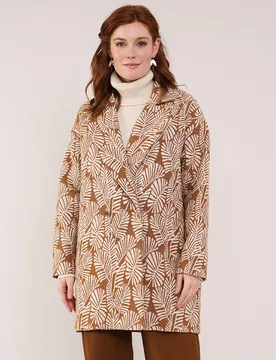 Nomads Leaf Handloom Coat - Tawny - Nomads - FashionsVida