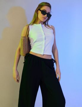 Pantaloni ampi in mussola - nero