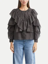 Blusenshirt mit Rüschen Schwarz 40