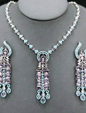Real Gold Plated Colorful Cubic Zircon Jewelry Set Luxury Bridal Necklace Earrings Elegant Dinner Party Wedding Banquet Premium - Aliexpress - FashionsVida