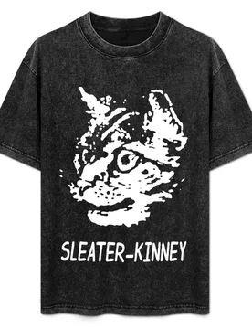 Art Cat Retro Sleater Kinney Music Band Sticker T-Shirt Tough Fabric Work Tee - Aliexpress - FashionsVida