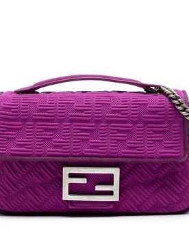 Zucca Embossed Technical Fabric Chain Midi Baguette - Fendi - FashionsVida