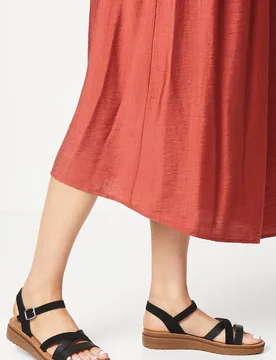Womens : Wide Fit Axel Comfort Cross Strap Low Wedge Sandals - Black - Size 3 Wide Fit (Uk Shoe) - Good for the Sole - FashionsVida