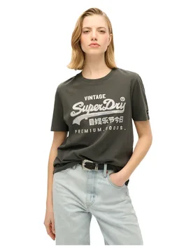 T-shirt à Manches Courtes Embellished Vl Graphic Washed Black 2XS - Superdry - FashionsVida