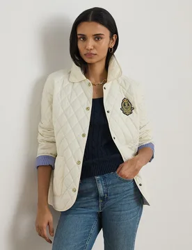 Chaqueta de mujer acolchada con parche de escudo - Lauren Ralph Lauren - FashionsVida