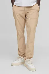 Herren Schlanke Waffel-Cord-Hose Sand Größe Medium