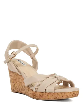 Womens Ladies Kander - Cork Wedge Heel Sandals - Cream Leather - Size Uk 8 - Dune london - FashionsVida