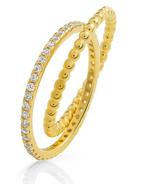 Everest' Womens 925 Sterling Silver Ring - Gold Zr-7542/g - Size L - Orphelia - FashionsVida