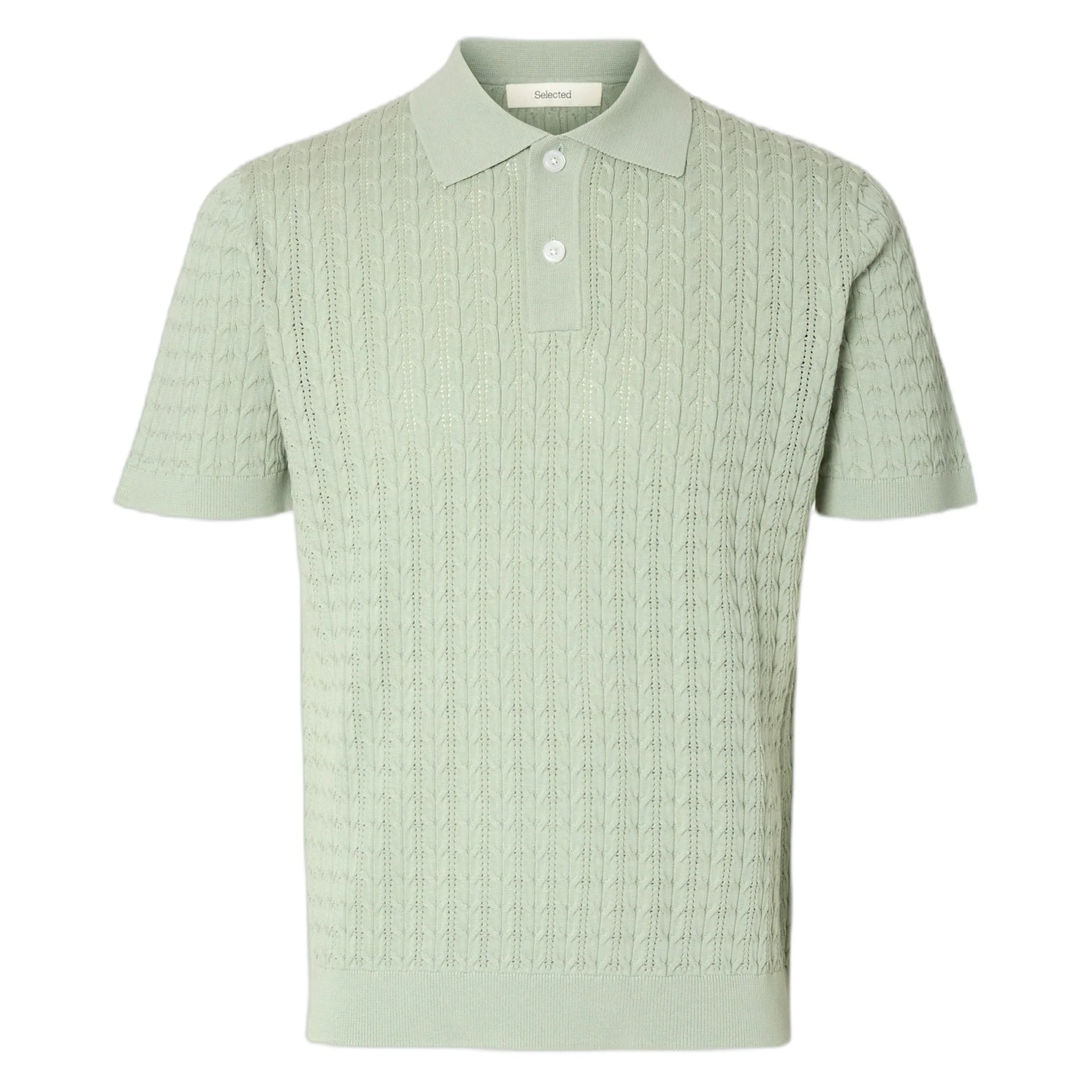 Polo mattis ss knit new cable polo - turchese - Selected - FashionsVida