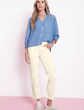 Straight Leg Jeans mit fransigem Saum female Beige