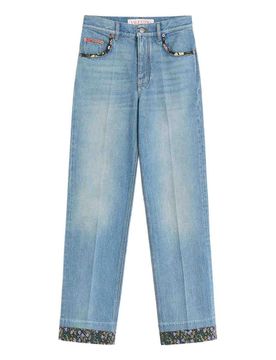 Jeans Con Dettaglio A Fiori