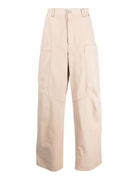 Pantaloni cargo in cotone a gamba larga