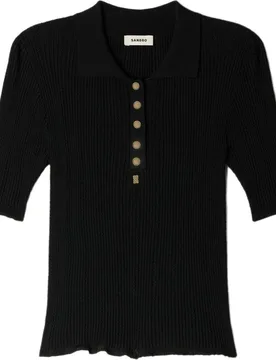 Polo de punto de mujer de fantasía con manga corta - sandro - FashionsVida