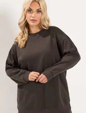 Women's Crew Neck Sweatshirt in Chocolate Size: 34-36 - Chocolate - Size: 34-36 - Yours - FashionsVida