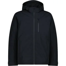 Man jacket zip hood chaqueta impermeable hombre Negro (56)