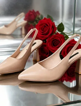 Par de sandalias de tacón alto con punta cerrada para mujer de talla grande estilo europeo y americano, color albaricoque, cuero mate suave de unicol - Shein - FashionsVida