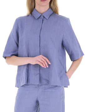 Camicia in lino AZZURRO POLVERE 46