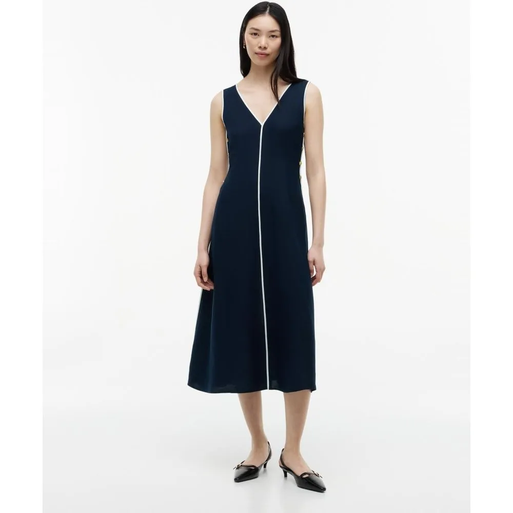 Vestido midi de tirantes y botones dorados - Tommy Hilfiger - FashionsVida