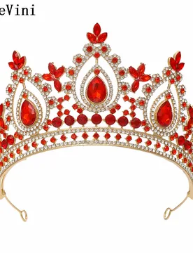 JaneVini Baroque Vintage Red European Bride Wedding Crown Queen Luxury Crystal Rhinestone Bridal Tiaras Women Party Hair Jewelry - Aliexpress - FashionsVida