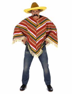 Mexikanischer Poncho Mexikanerkostüm-Accessoire bunt