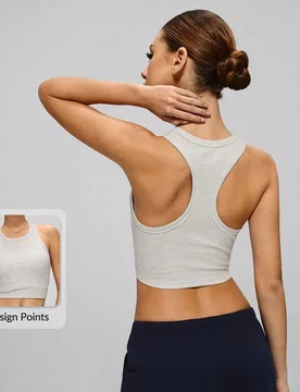 Top de tirantes corto acanalado con espalda de corredor para mujer, top deportivo de yoga, top sin mangas para entrenamiento en el gimnasio, correr, b - Shein - FashionsVida