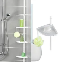 Teleskop Duschecke Compact Weiß, mit 4 Ablagen