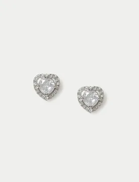 Platinum Plated Mini Heart Earrings Silver female - M&S - FashionsVida