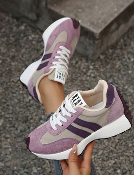 Zapatos deportivos casuales de mujer de cuero sintético PU con punta redonda, cordones, diseño de bloques de color, multifuncionales, versátiles, d