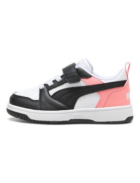 Sneakers basse bianche nere e rosa con strappo Rebound V6 Lo AC+ PS 33