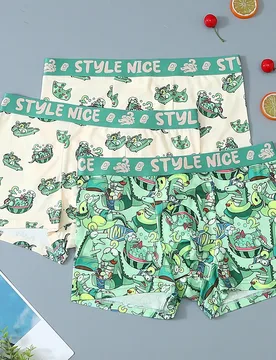Piezas de ropa interior para hombre con estampado de cocodrilo pequeño, bóxers de moda - Shein - FashionsVida