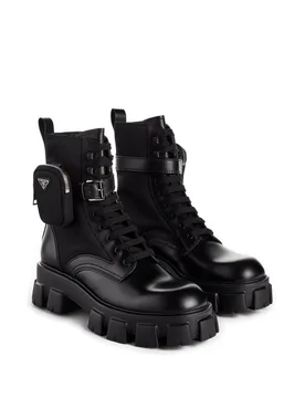 Combat boots Monolith en cuir et Re-nylon - Prada - FashionsVida