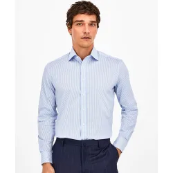 Camisa formal de hombre con stretch classic fit rayas bengal tallas grandes