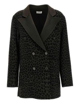 Blazer doppiopetto con stampa animalier
