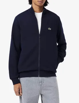 Felpa blu con chiusura zip e logo ricamato sul petto - Lacoste - FashionsVida