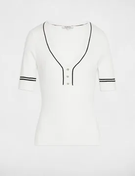 Jersey de mujer entallado con escote pico - Morgan - FashionsVida