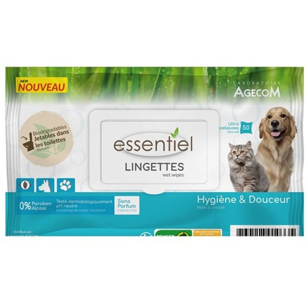 Toallitas para perros y gatos sin perfume 50 uds - Essentiel - FashionsVida