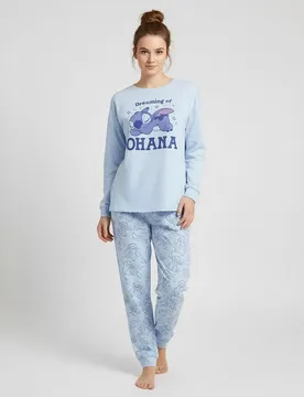 Pigiama A Maniche Lunghe Stitch Light Blue S