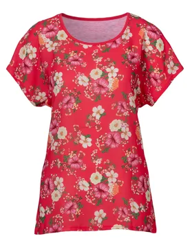 Blusenshirt „Blütenzauber“ rot L Damen - wedolina - FashionsVida