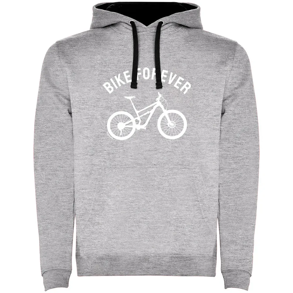 Felpa Con Cappuccio Bike Forever Two-colour Heather Grey / Black - Kruskis - FashionsVida