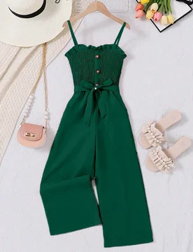 Mono de color liso minimalista para niñas preadolescentes de verano - Shein - FashionsVida