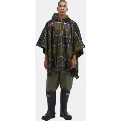 Poncho plegable con estampado de tartán