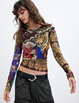 Camiseta Estampada M. C. Lacroix, Mujer, Poliester, XS