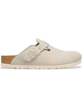 Para mujer. 1031662 Zuecos Boston (Ajuste Estrecho) roto (39), Plano, Ante, Hebilla, Casual