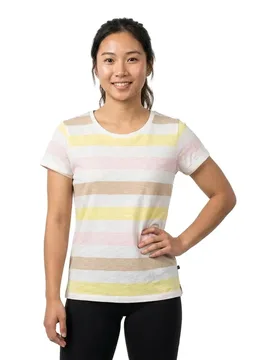 Trille Short Sleeve T-shirt Multistripe Oxford Tan L Women - Sea Ranch - FashionsVida