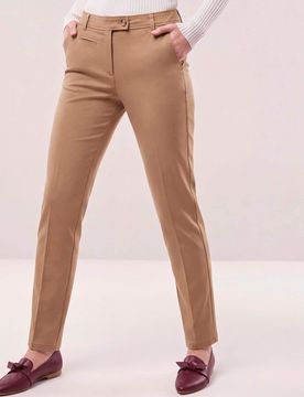 Extraglatt Baumwollchino, Regular Fit#normale Größen#Kurzgrößen#Langgrößen, Farbe Beige, 38, bügelfrei permanente Bügelfalte Damen