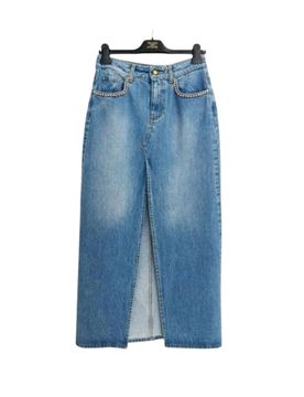 Gonna jeans chiaro Donna con applicazioni sulla tasca