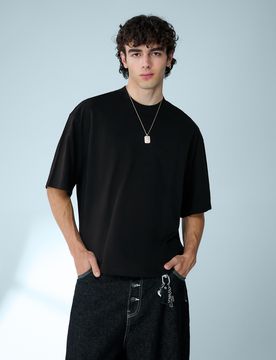 T-Shirt Boxy Heavy L Noir