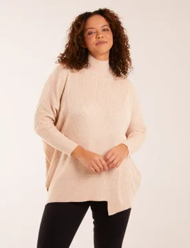 Asymmetric Hem Detail Jumper - ONE / STONE - female - Blue Vanilla - FashionsVida