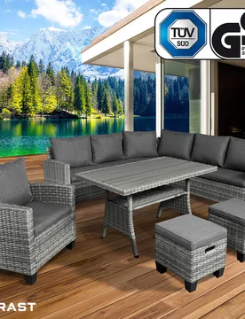 Polyrattan Eck Sitzgruppe HACIENDA grau/anthrazit - BRAST - FashionsVida