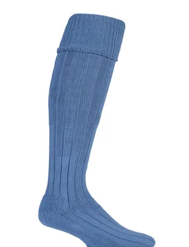 Pair Cornflower Birkdale Cotton Cushioned Knee High Golf Socks Men's 7-11 Mens - - Blue - Size: 7-11 Mens - Glenmuir - FashionsVida